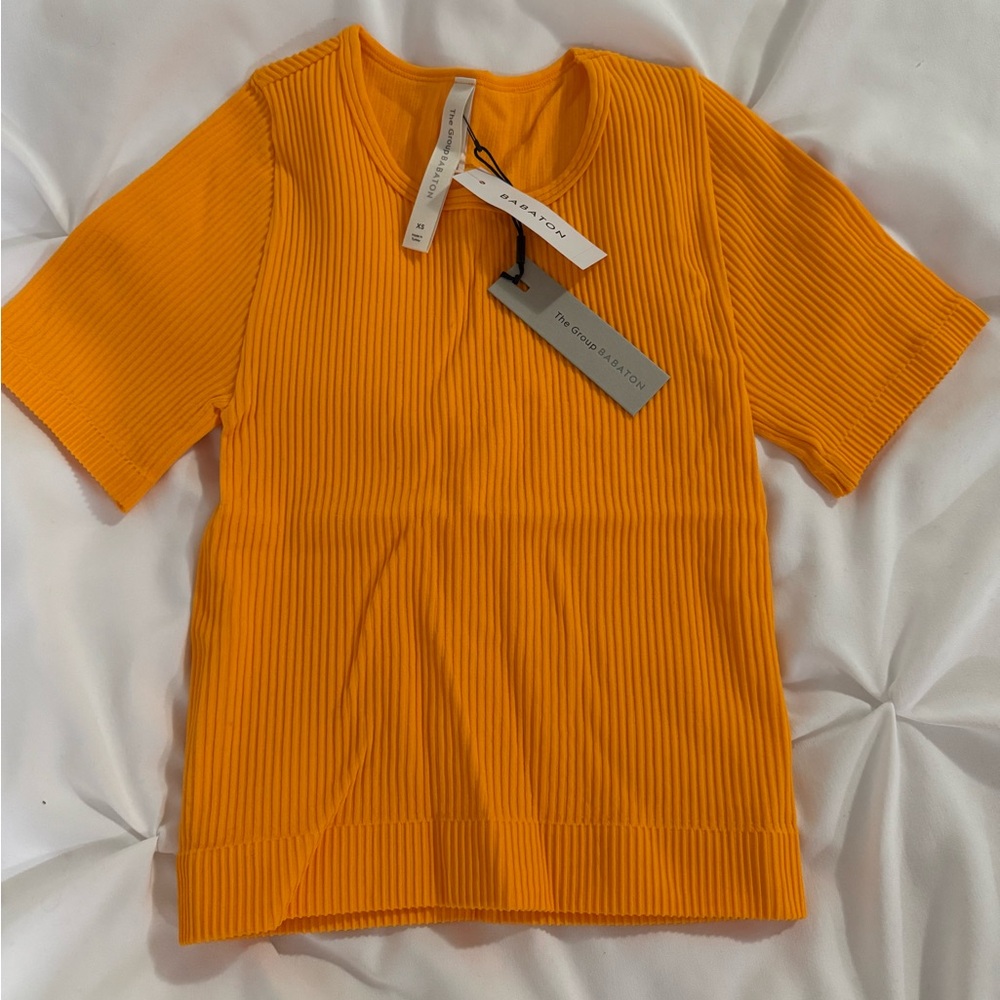 Babaton Bright Orange Ribbed Top